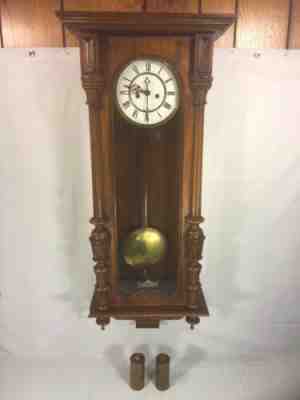 Antique 1886 Gustav Becker Vienna Wall Regulator Clock Running & Striking