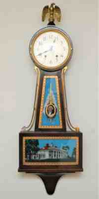 ANTIQUE SETH THOMAS CRANDALL BANJO CLOCK WASHINGTON MONTICELLO WORKING RESTORED