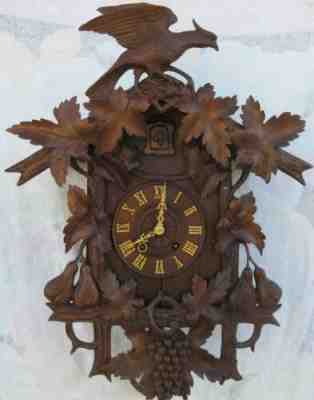 Antique Black Forest Cuckoo Clock, Alexander Fleig, Spring Driven, GR8 Shape, NR