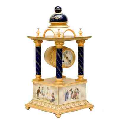 Royal Vienna Austria Gilt Bronze & Porcelain Mounted Dome Form Clock c. 1890
