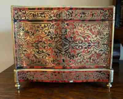 Antique French Napoleon III Boulle Tantalus Box Liquor Cabinet Decanter