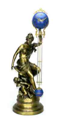 Excellent Ansonia Cut 8 Day Movement Brass Fortuna Lady Mystery Swinging Clock