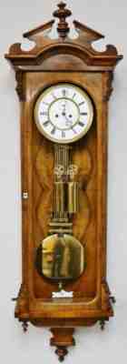 Rare Antique German 8 Day Twin Weight Burr Walnut Vienna Regulator Wall Clock
