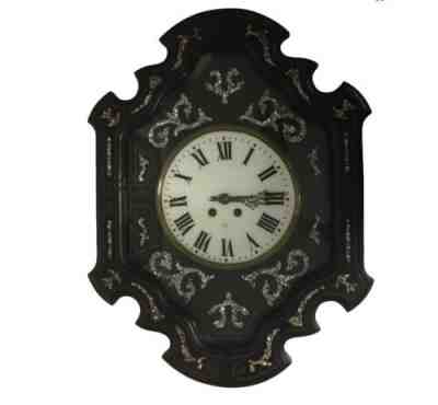 Napoleon III Ebony and Mother of Pearl Inlay Wall Clock