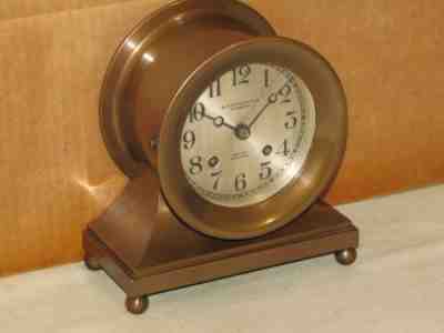 CHELSEA ANTIQUE SHIPS BELL CLOCK~COMMODORE MDL~ 4 1/2 INCH ~1923~ORIGINAL FINISH