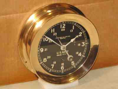 CHELSEA ANTIQUE U.S.NAVY SHIPS CLOCK~6" DIAL 1946 RESTORED