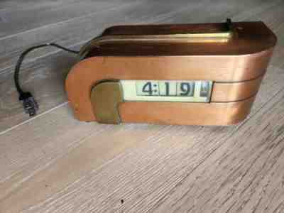 Circa 1934 Kem Weber Model 304 "Zephyr" Copper Digital Clock by Lawson "Working"