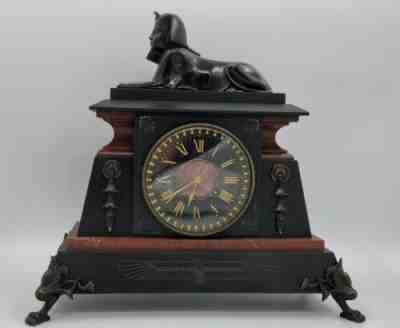 19th Century Egyptian Revival Clock with Bronze Sphinx