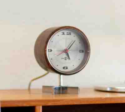 Vintage Rosewood Desk Clock by Arthur Umanoff & George Nelson Howard Miller