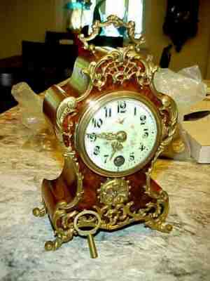 Rare Antique German Lenzkirch Miniature Table Clock, Bronze Ormolu, Working