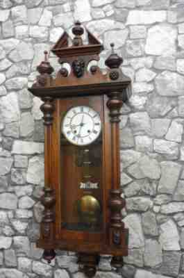 Antique Wall Clock Nut Wood LFS Lorenz Furtwangler & Sohne 1868
