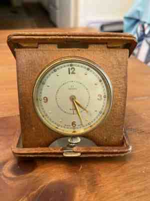 Antique 1946 OMEGA ALARM TRAVEL CLOCK 8 DAY RARE 15 JEWEL Runs- Alarm has issues