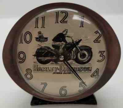 VINTAGE WESTCLOX HARLEY DAVIDSON HYDRA-GLIDE ADVERTISING ALARM CLOCK WORKING