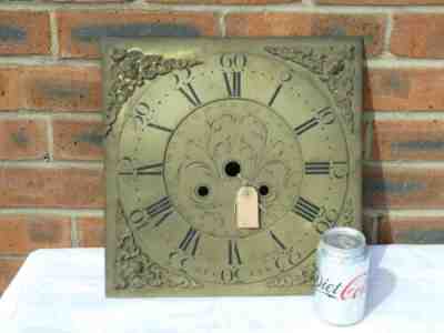 18thC CHARLES MORGAN DUBLIN Brass Long Case Clock Dial ONLY Spandrels a/f
