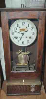 Antique Advertising Simplex Time Recorder Ind Time Clock complete Working order.