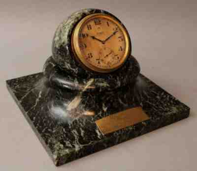 Large Antique Zenith Brass & Green Marble Movable BALL CLOCK, Time Ball, NR