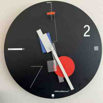 1980s Vintage Nicolai Canetti Postmodern Memphis Art Time Collection Wall Clock