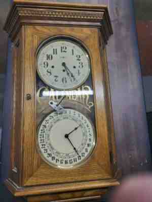 Rare Antique Howard Miller Calendar Wall Clock Westminster Excellent Works Great