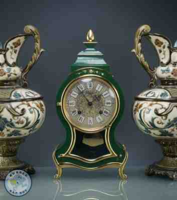 LE CASTEL NEUCHATEL MANTEL CLOCK SWISS VINTAGE MINI BABY BELL CHIME 8 DAYS