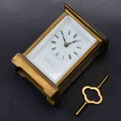 Antique Tiffany & Co. by Matthew Norman 1754 11J Brass Key Wind Carriage Clock