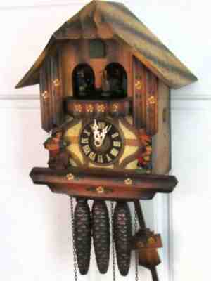 Albert Schwab Karlsruhe German Musical Cuckoo Clock - 2 Songs & Dancers