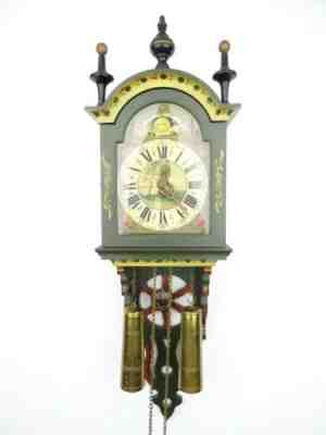 Vintage Antique Dutch Hindeloopen Friesian Wall Clock (Zaanse Warmink Wuba era)