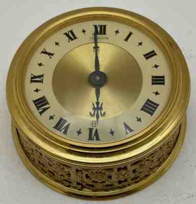 Vintage Jaeger LeCoultre 77 Gold Tone Swiss 8 Day Mini Travel Alarm Clock