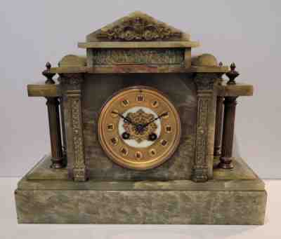 Antique Victorian c1870s French â??Japy Freresâ? Onyx Mantel Clock (Ancient Greece)