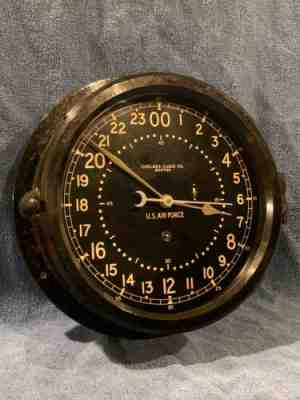 **Fully Restored** RARE 1952 US AIR FORCE 24hr. Chelsea Ships Clock 8.5" Dial