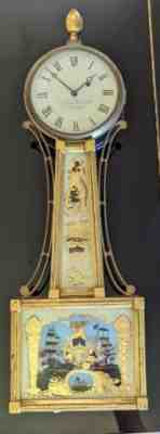 Original Antique 19th century signed Aaron Willard Banjo Wall Clock Boston L@@K