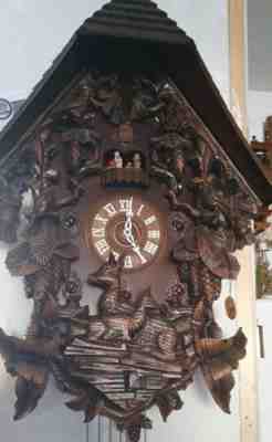 Primitive Antique Hand Made Large German Black Forest Cuckoo Clock 8 Days