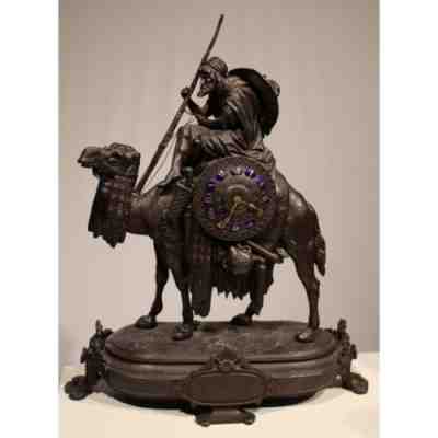 Antique 19th France Spelter Pendulum with the Egyptian camel rider on his mount