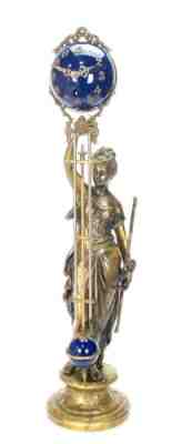 Large Mystery Brass Lady Diana 8 Day 4" Cobalt Blue Ball Swinging Clock