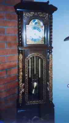 Tempus Fugit Grandfather Clock Asian Wood Carving Dragon Pagoda German /Asian
