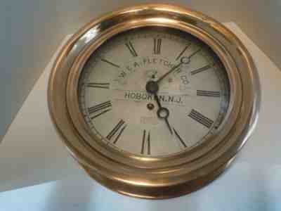 RARE FAIR HAVEN 1896 Antique Ships Clock 8.5" dial Hinged bezel W&A FLETCHER CO.