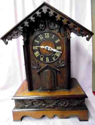 Wonderful Restored 1885 Signed GHS Trumpeter Shelf Cuckoo Clock-21" Tall