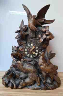 Largre German Black Forest Carved Bracket Cuckoo Clock