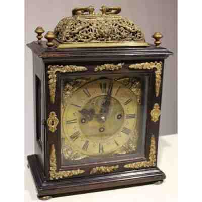 Antique 18th England Rare Brass Baroque pendulum Clock Singed Isaac Guepin Lewis