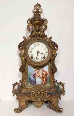 Rare Antique 1901 ANSONIA "Royal and Candelabras" - Bronze Mantel Clock, Ticking