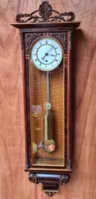 Miniature Walnut Single Weight Vienna Wall Clock Gorgeous Lenzkirch
