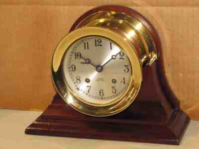 CHELSEA VINTAGE SHIPS BELL CLOCK~4 1/2 IN DIAL 1997 HINGED BEZEL~NOS