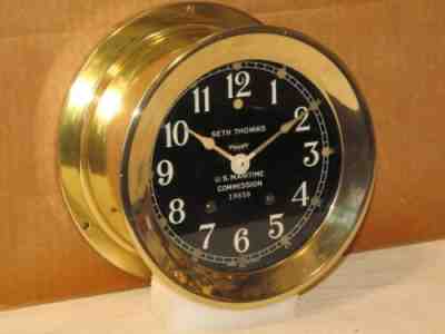 SETH THOMAS U.S.NAVY SHIPS BELL CLOCK 6 DIAL 1944 WW2 VICTORY SHIP~CHELSEA KEY