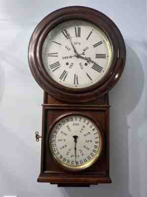 E.N.Welch Lewis Calendar Double Dial in Beautiful Original Condition. Running.