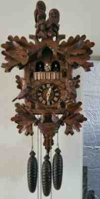 Hand Carved German Black Forest Cuckoo Clock Huge Swiss Musical Exc. BEAUTIFUL!