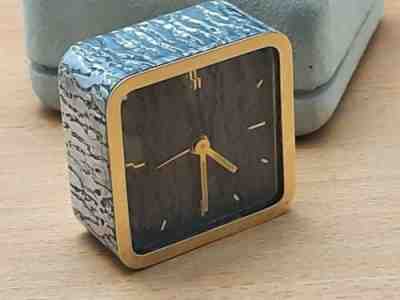 Stunning 18k / 925 Silver BOUCHERON Art Deco Travel Clock - Original Leather Box
