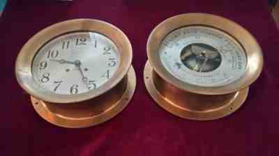 Large Chelsea Ship's Bell Clock And Barometer Set