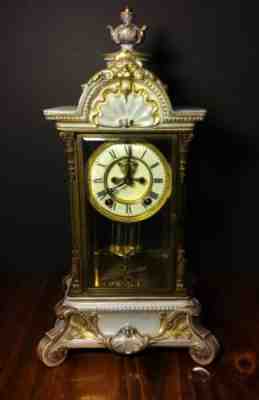 Ansonia Crystal Regulator No. 4 Porcelain MERMOD, JACCARD & KING Open Escapement