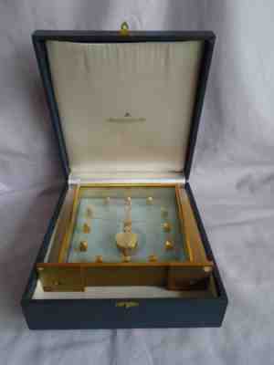 JAEGER LECOULTRE (SKELETON) INLINE BAGUETTE MANTEL CLOCK IN GWO W/PRES CASE