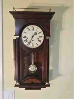 1986 Howard Miller "Baldwin" Tripl Chime Wall regulator, Burled Walnut; VeryNice