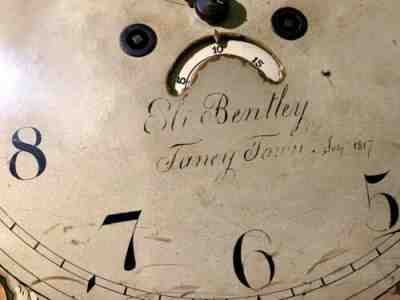 Dated 1817 GRANDFATHER CLOCK PAINTED Moon FACE SIGNED ELI BENTLEY